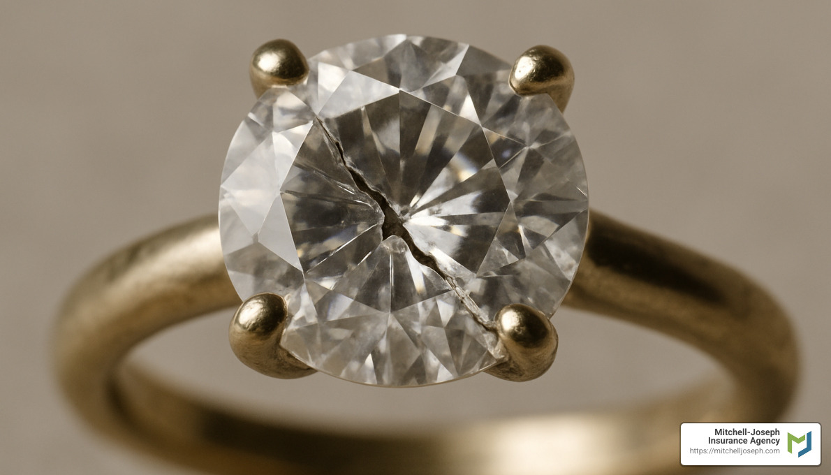 07258140cc4fb6bc5f0422513ada92ecb44ebe97 Engagement Ring Insurance: How to Find the Best Quotes Compare Engagement ring insurance quotes, learn coverage options, and get expert tips to protect your ring from loss, theft, or damage. Close-up of a cracked diamond in an engagement ring - Engagement ring insurance quotes