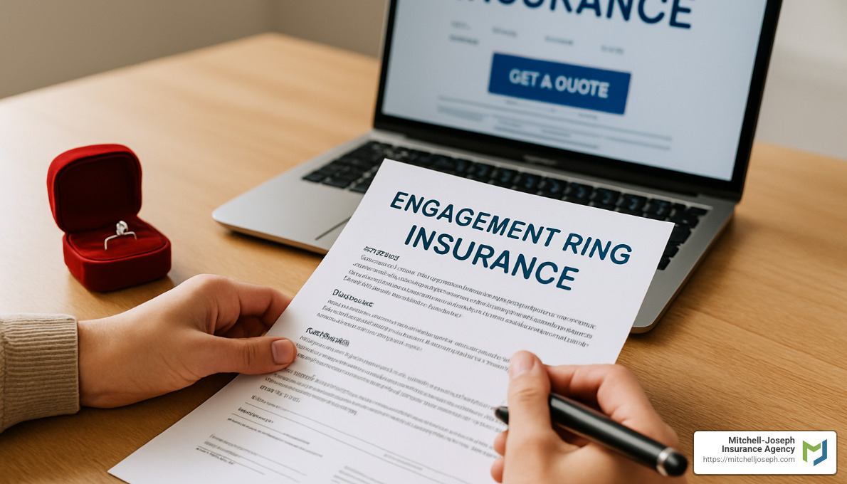 0df3e07f800d58ebb1c5e6dcafe9ea0f44f53e19 Engagement Ring Insurance: How to Find the Best Quotes Compare Engagement ring insurance quotes, learn coverage options, and get expert tips to protect your ring from loss, theft, or damage. Person reviewing engagement ring insurance policy documents - Engagement ring insurance quotes