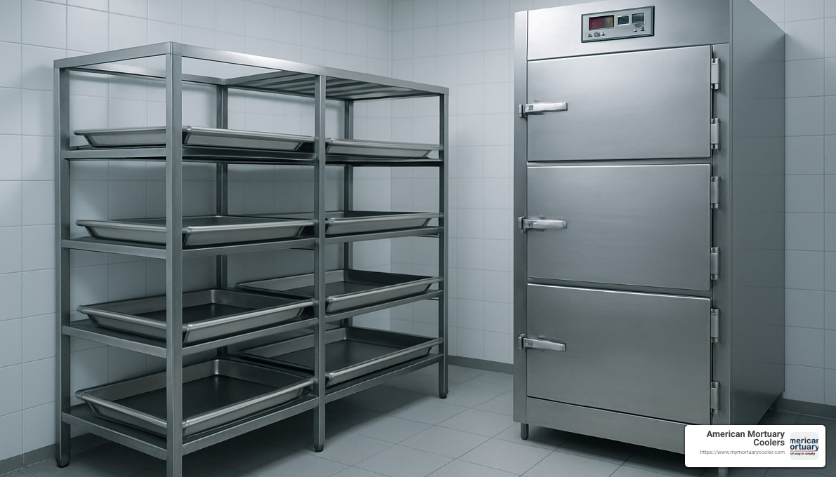 multi-tier morgue cooler rack - Forensic Morgue