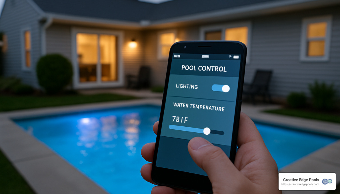 smartphone controlling pool features - pool pros