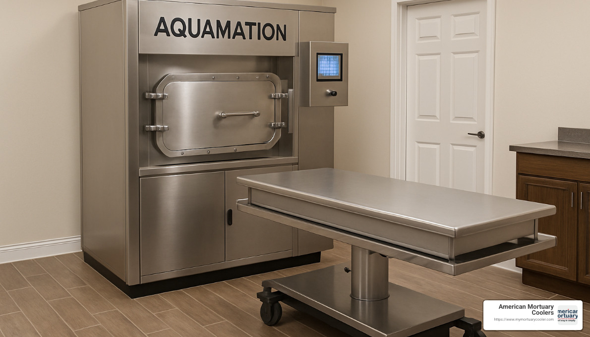 Aquamation machine showing water-based cremation technology - cremation machine price