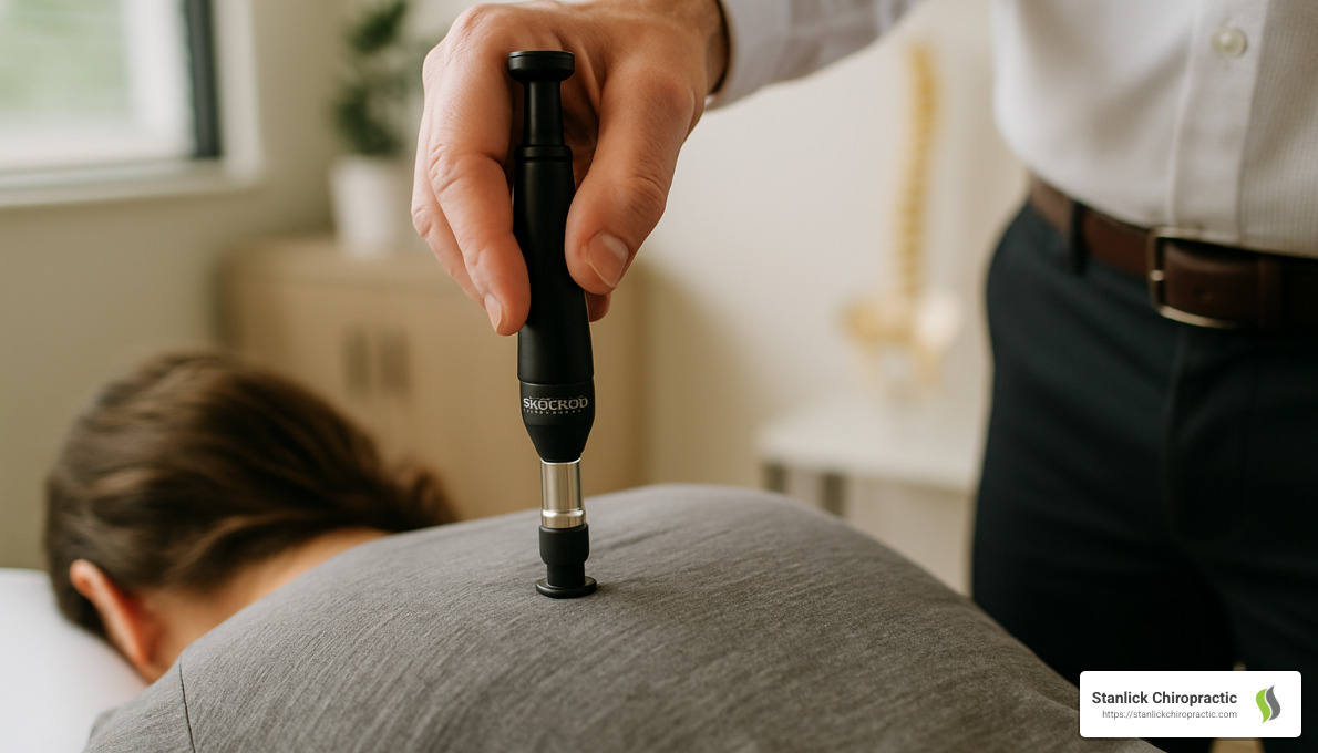 Stanlick Chiropractic | Mastering the Torque Release Technique: A Comprehensive Guide Integrator instrument closeup - chiropractic torque release technique