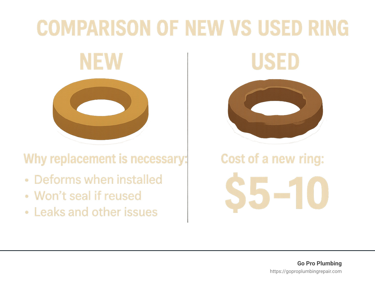 Comparison of new vs used wax ring - toilet not flushing infographic 
