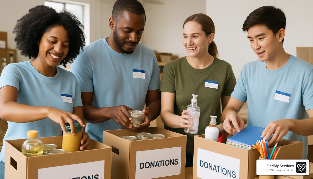packed donation boxes ready for distribution - nonprofit community service