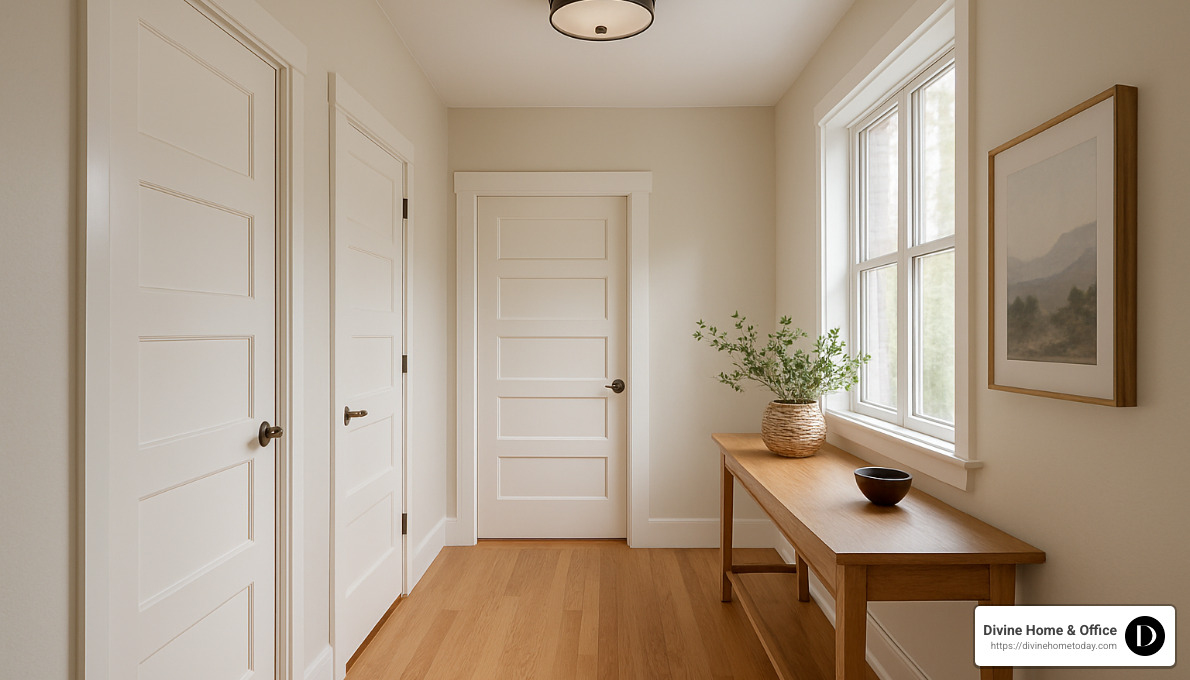 Classic 5-panel Shaker doors in Denver home hallway - custom interior doors denver