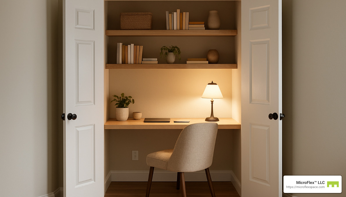 closet office conversion with shelving - home office solutions for small spaces