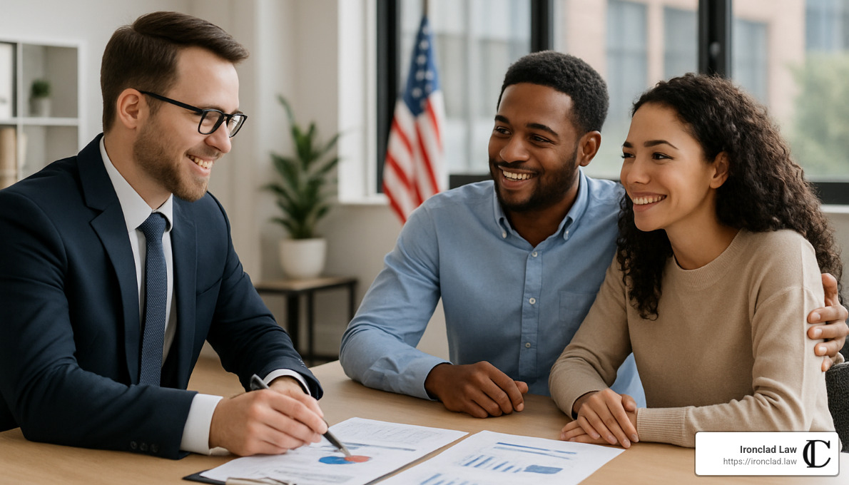 Financial advisor meeting with clients - series 6 and series 63