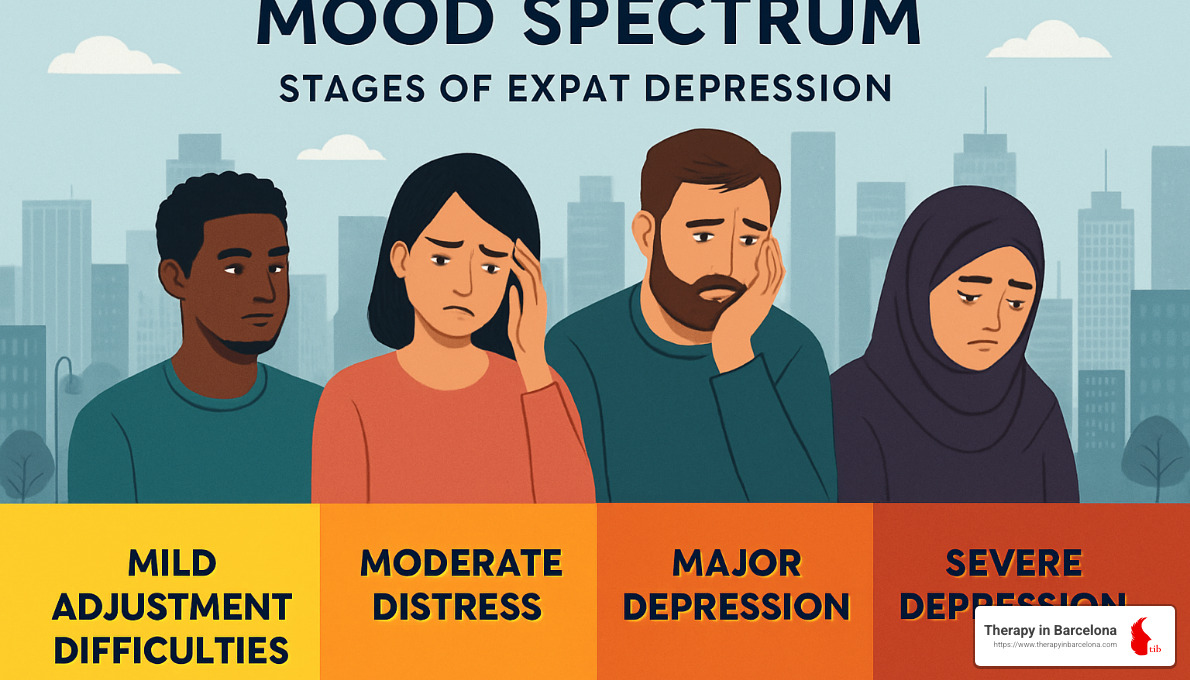 mood spectrum chart showing different stages of expat depression - expat depression therapy