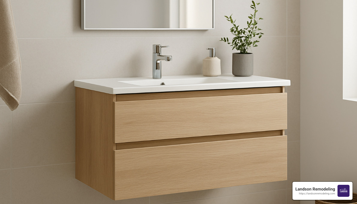 compact floating vanity with storage - bathroom remodel ideas near me