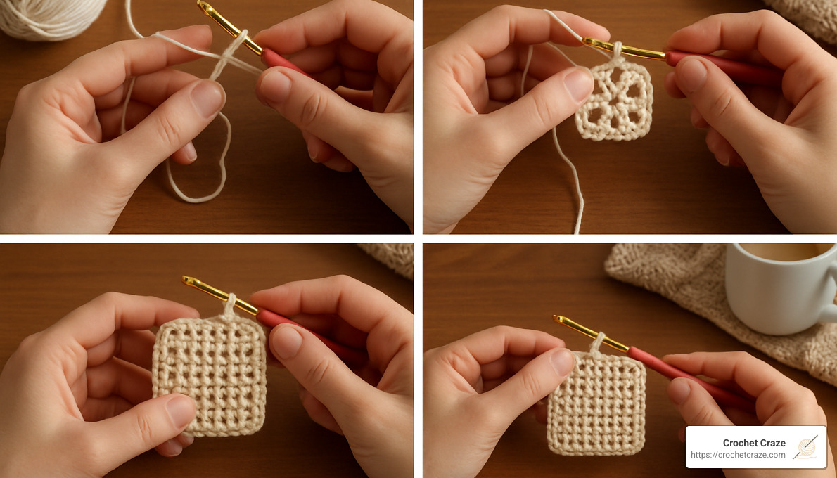 step by step crochet coaster tutorial - easy square crochet coasters