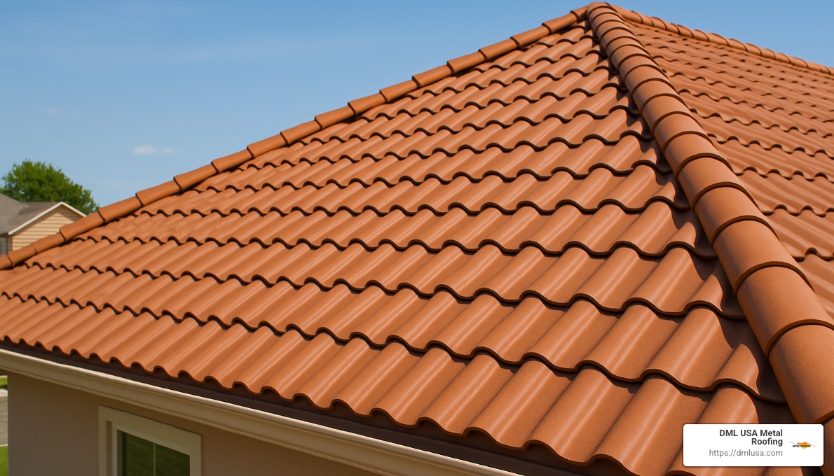 metal tile roof in terra cotta color - affordable metal roofs Chicago