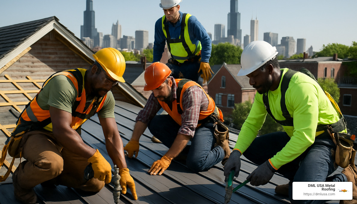 metal roof installation crew - affordable metal roofs Chicago