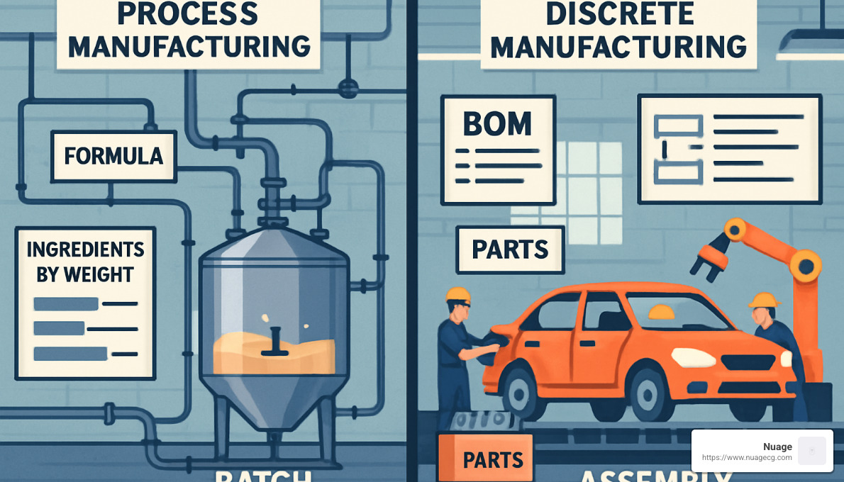 Process vs discrete manufacturing comparison - ERP for process manufacturing