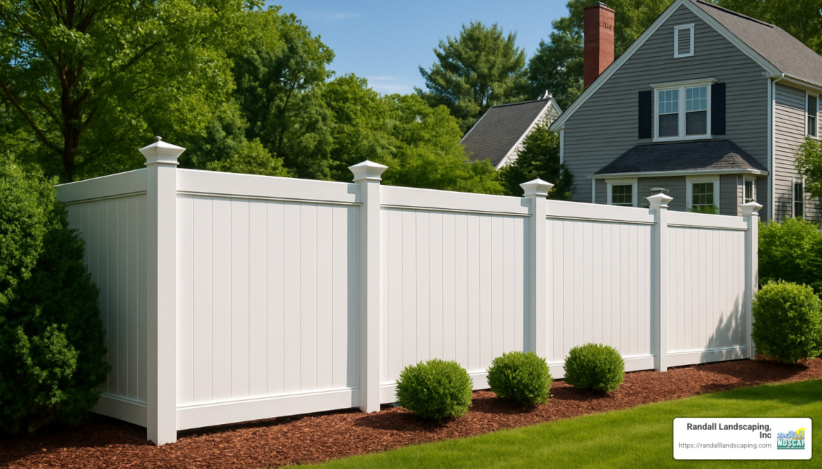 custom vinyl fence with decorative post caps in salem nh - Fence installation Salem NH