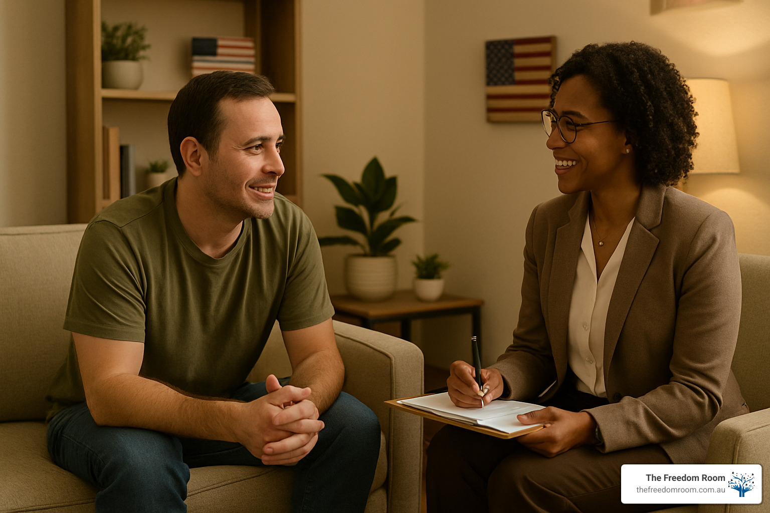 Person in recovery talking with counsellor - alcohol dependence medication Person in recovery talking with counsellor - alcohol dependence medication