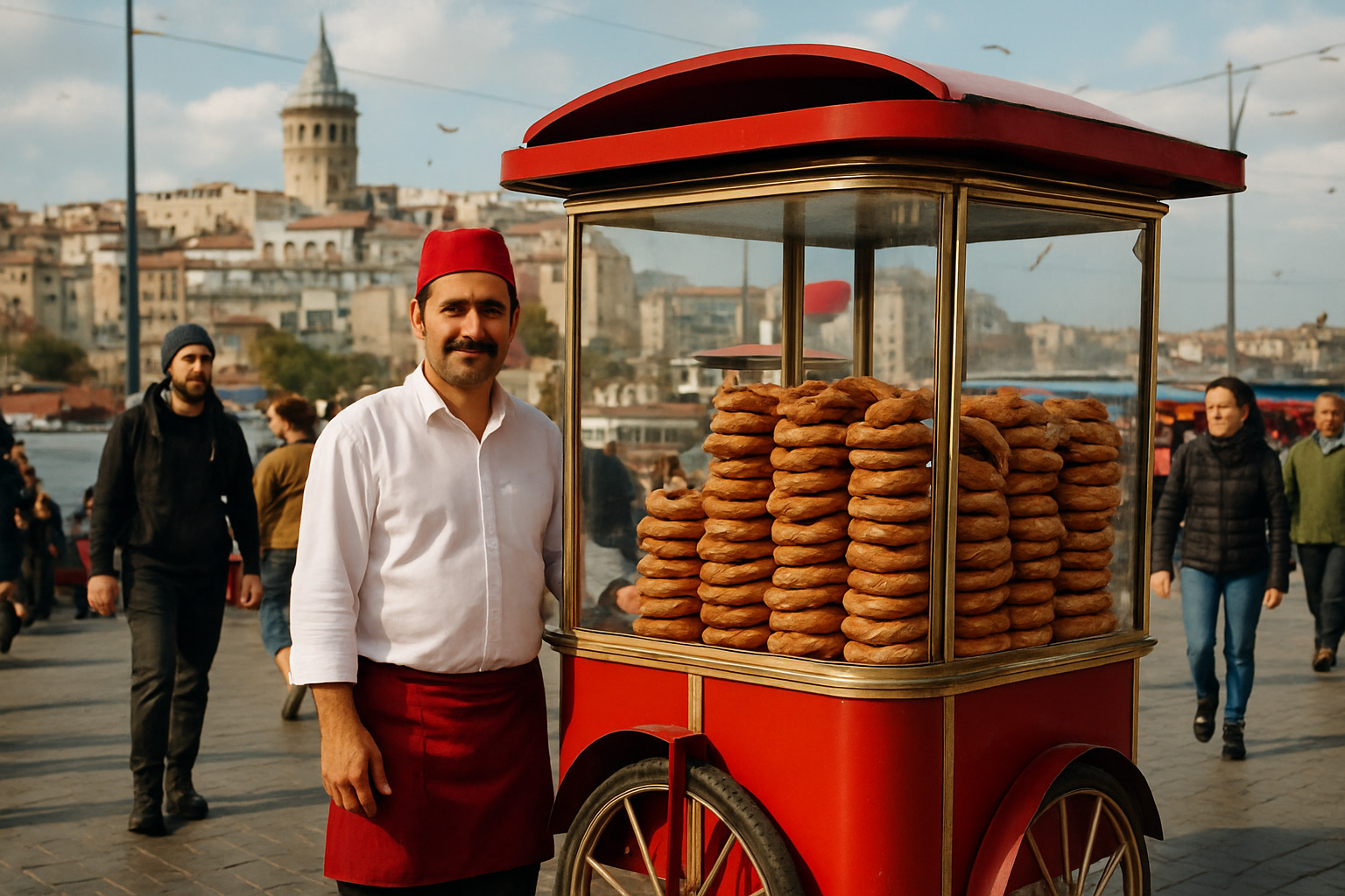 simit vendor in Istanbul - street food tours