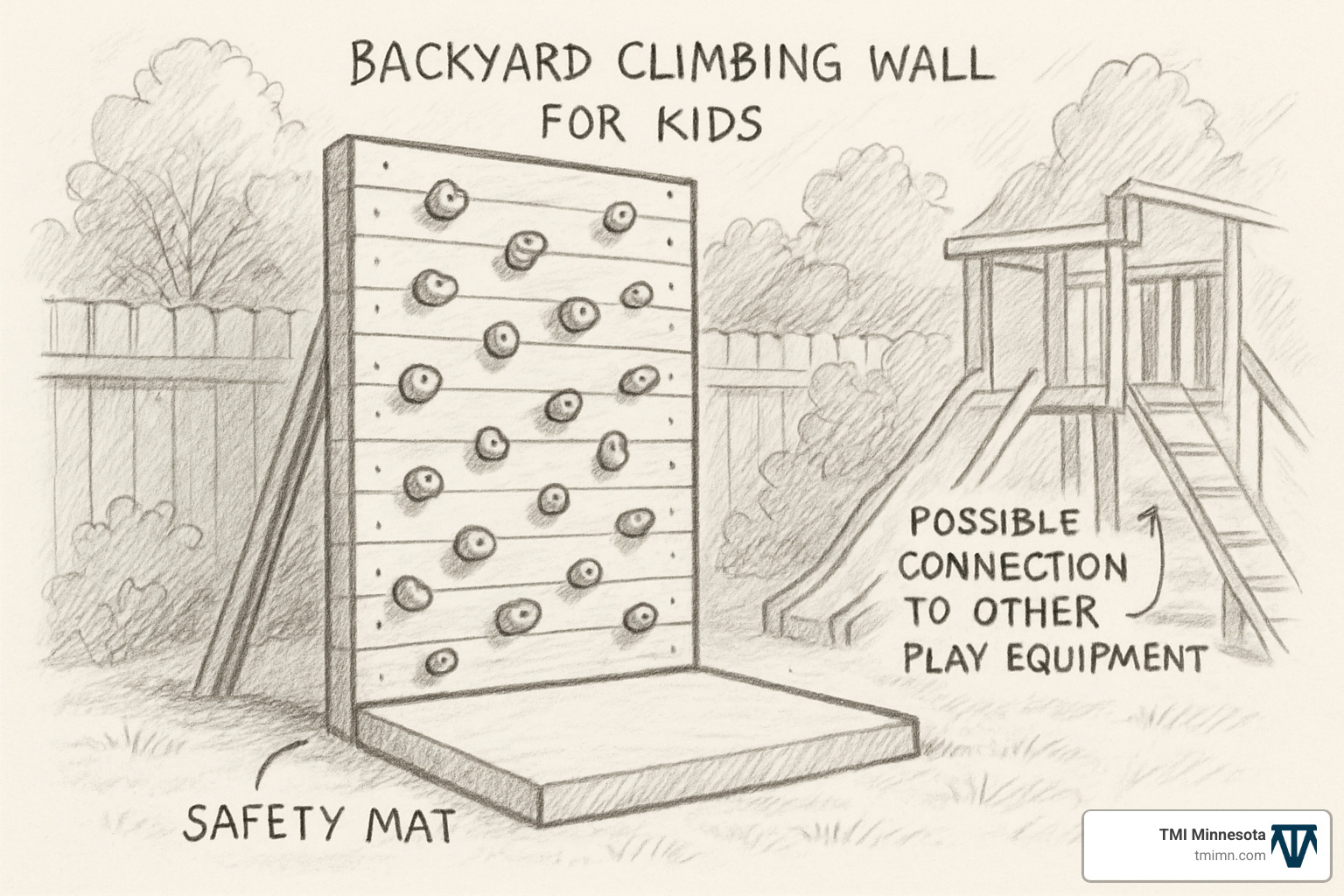 backyard climbing wall planning sketch - backyard climbing wall for kids
