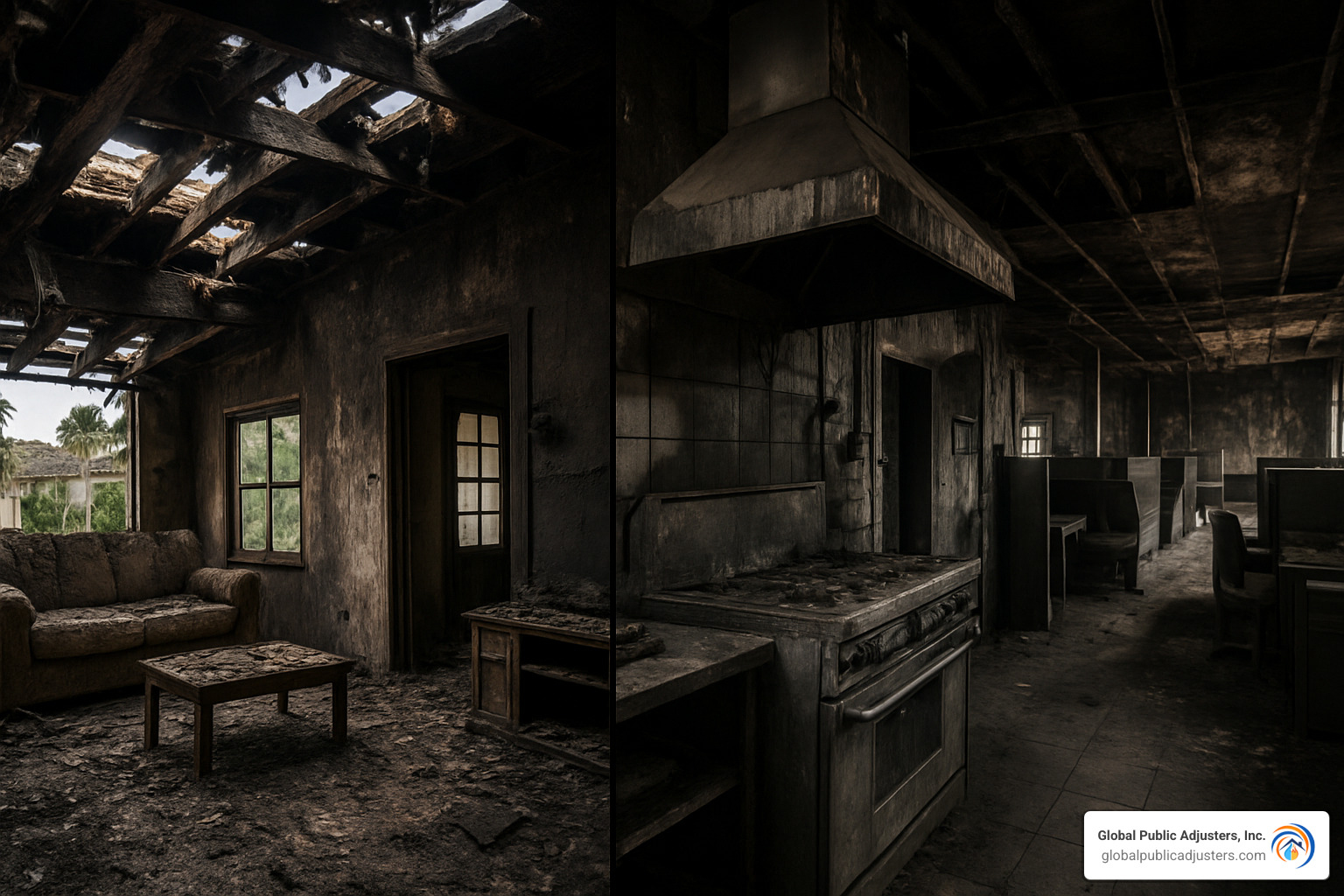 commercial vs residential fire damage comparison - fire damage claims florida