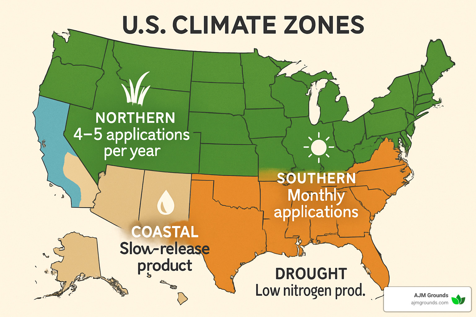 Lawn Fertilization Service Costs Explained (Without the Fertilizer Jargon) US climate zones and fertilization needs - average cost of lawn fertilization service