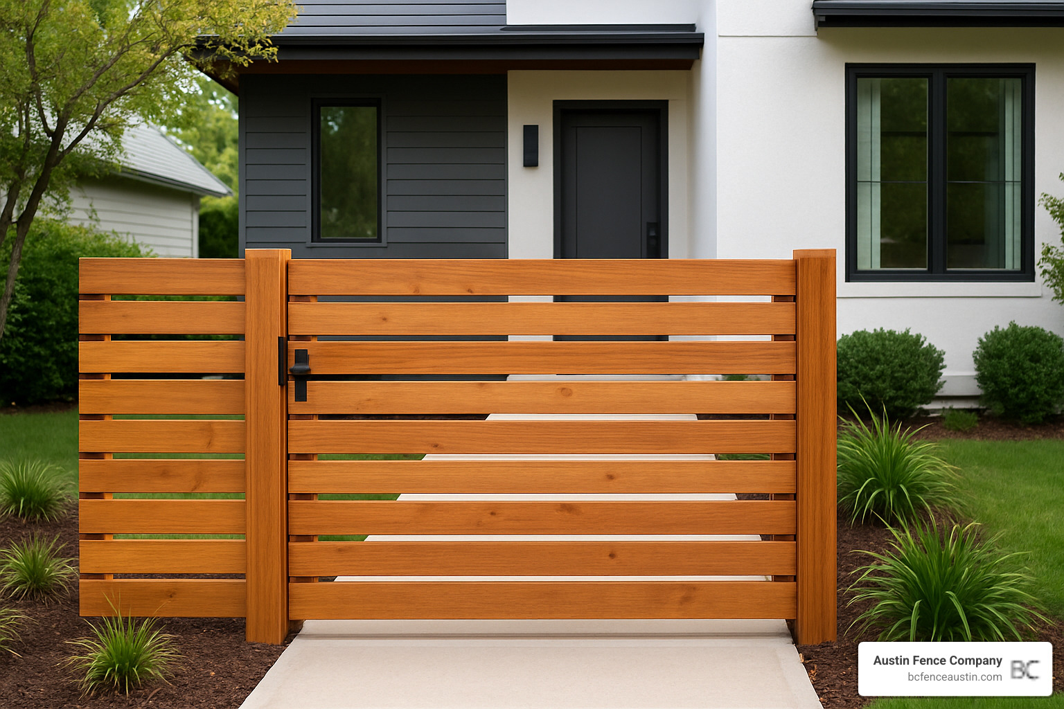 Modern horizontal slat wood fence gate - wood fence gate