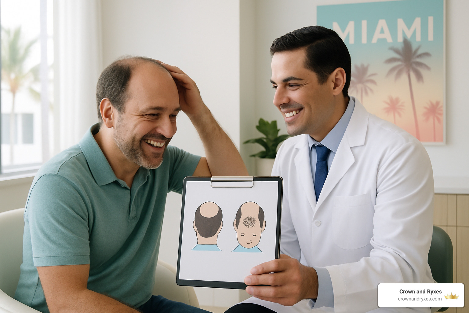 patient receiving hair transplant consultation with doctor - hair transplants florida