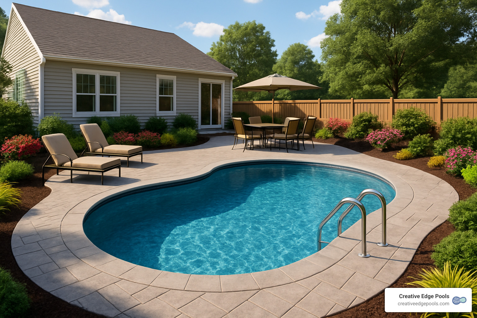 3D rendering of a custom inground swimming pool design - inground swimming pool companies