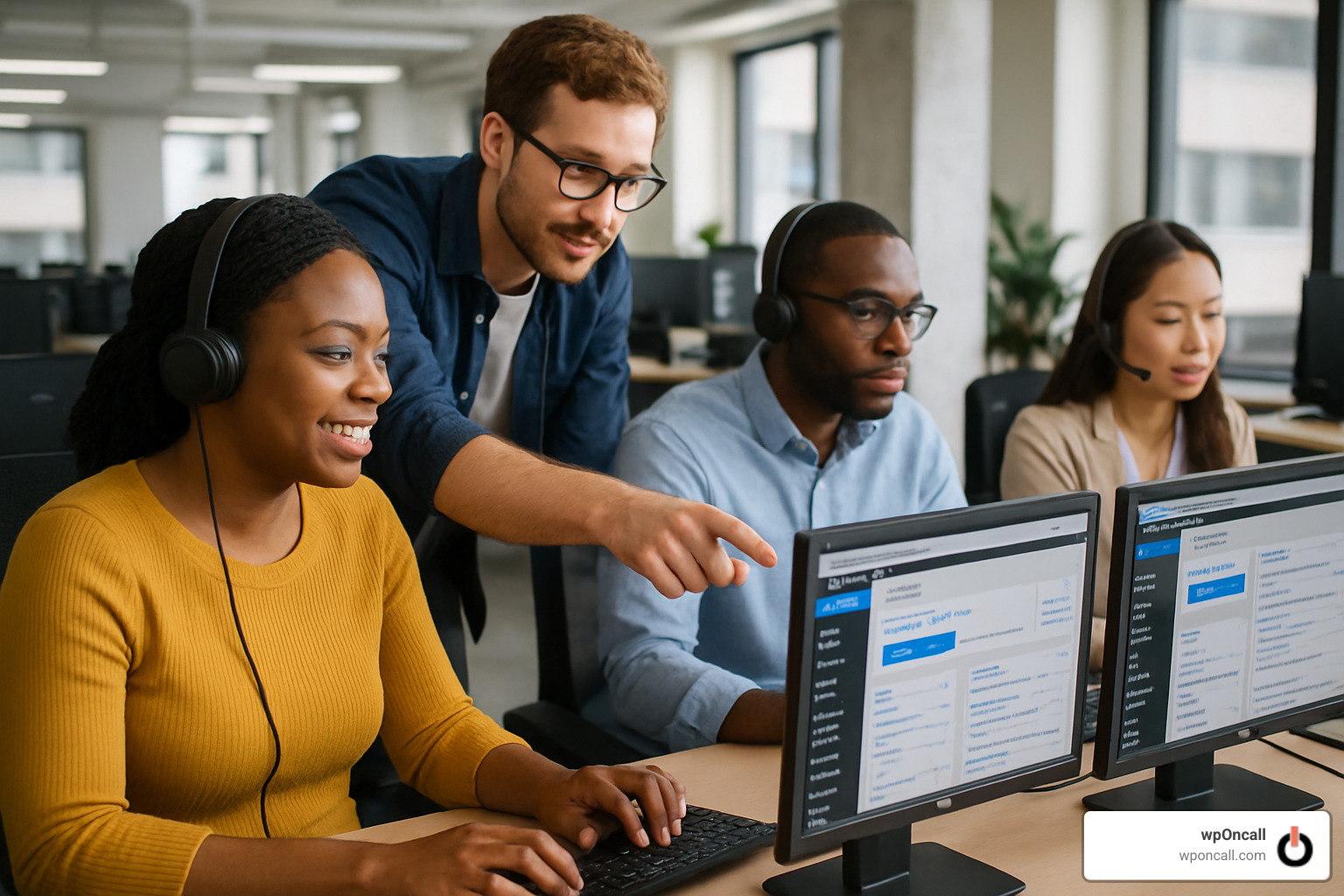 WordPress support team helping clients with website issues - managed wordpress hosting services