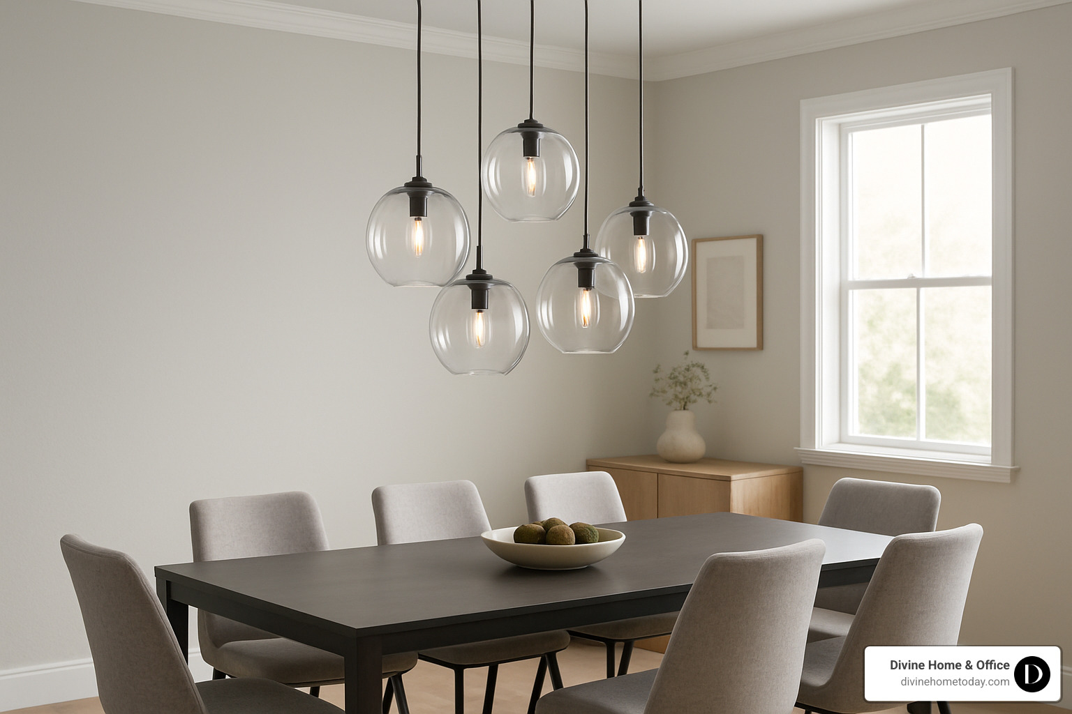 pendant light cluster in modern dining space - modern home decor