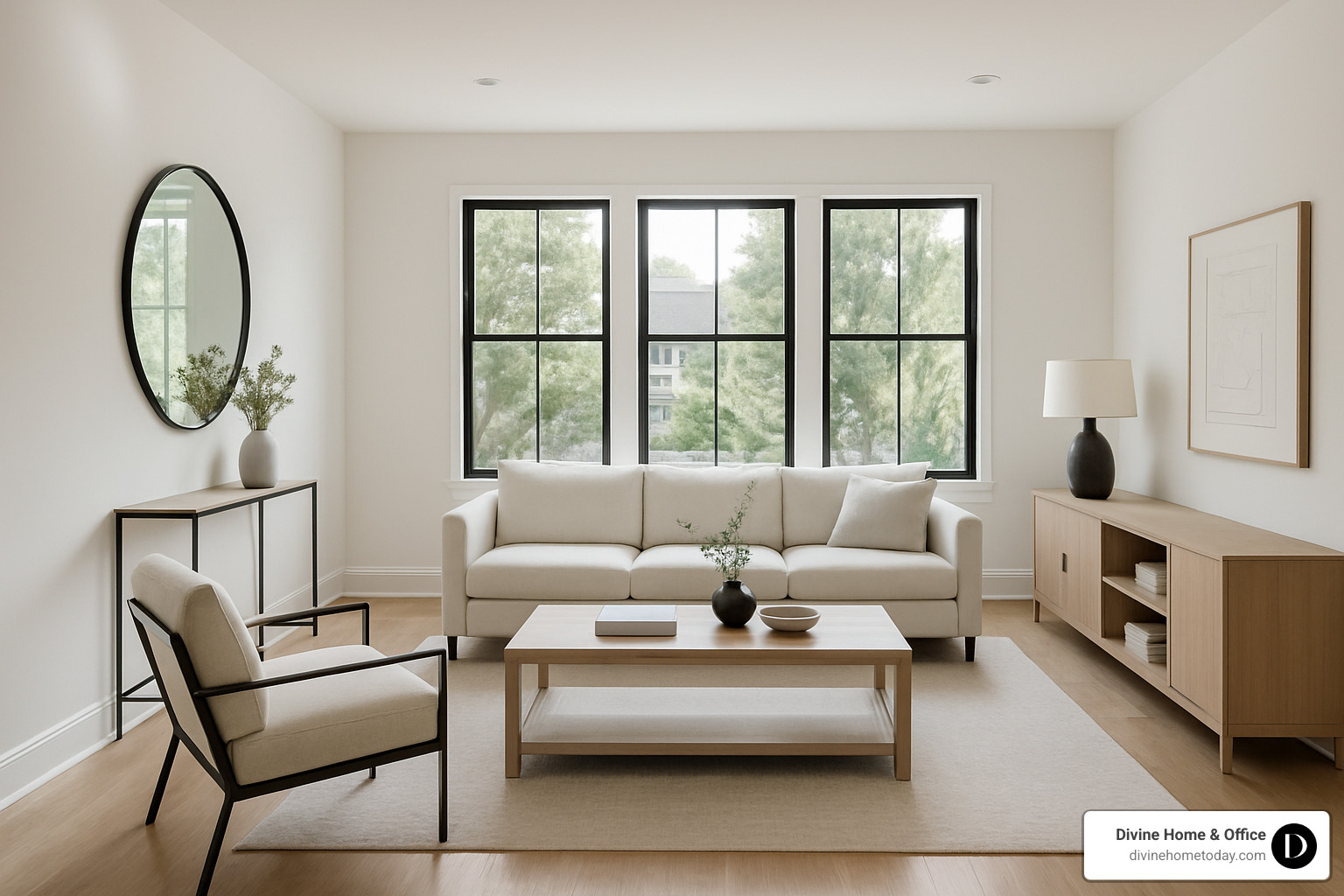 modern living room with clean lines and natural light - modern home decor