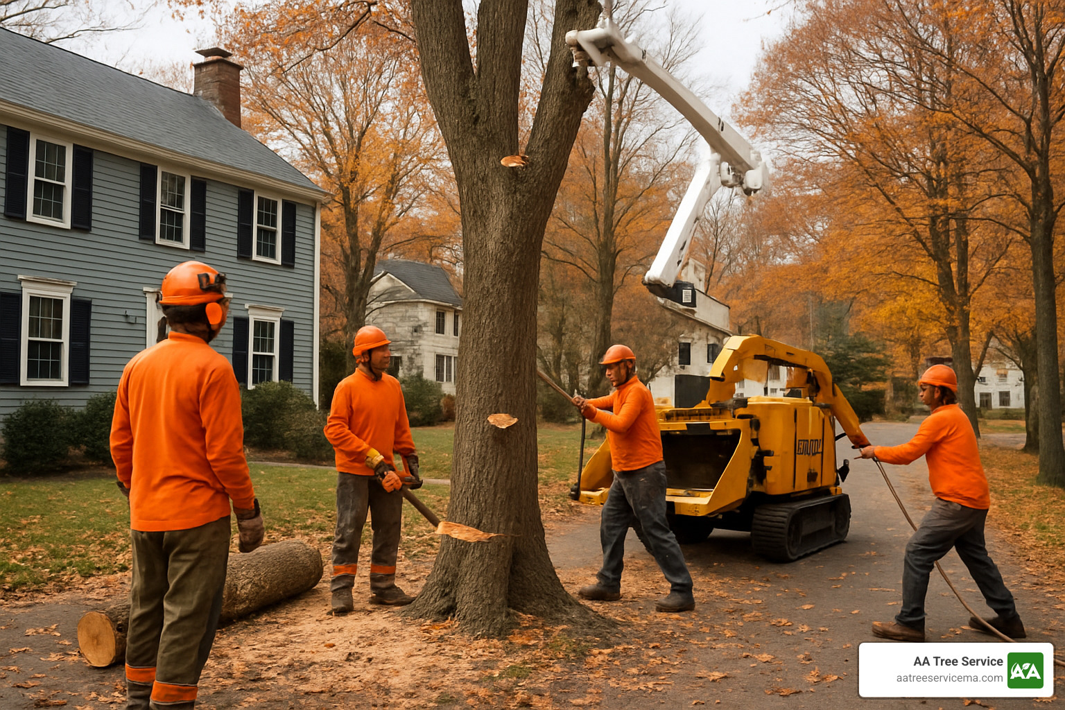Professional tree removal crew at work in Andover - Andover MA Tree Removal