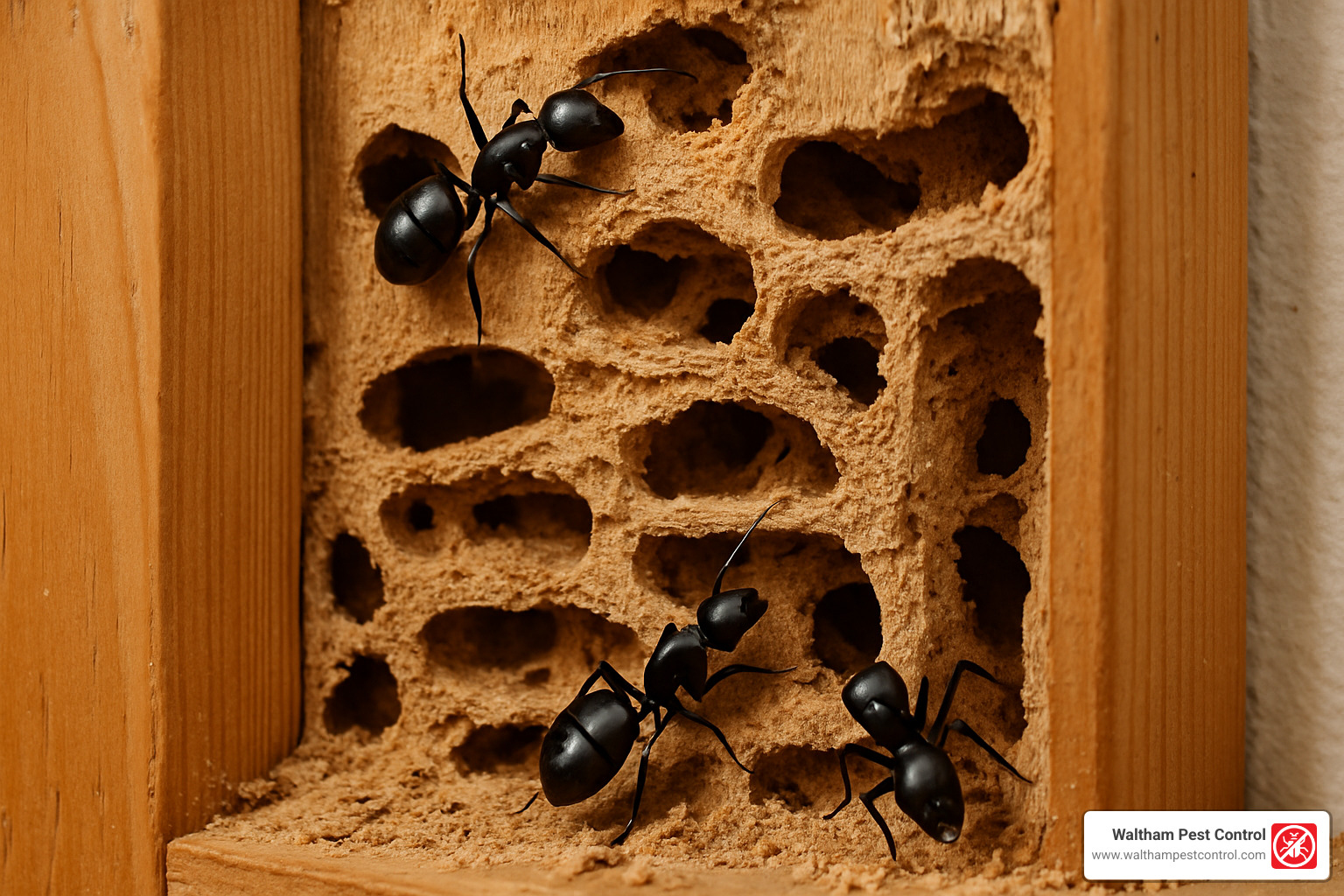 carpenter ant damage in wooden structures - ant pest control company