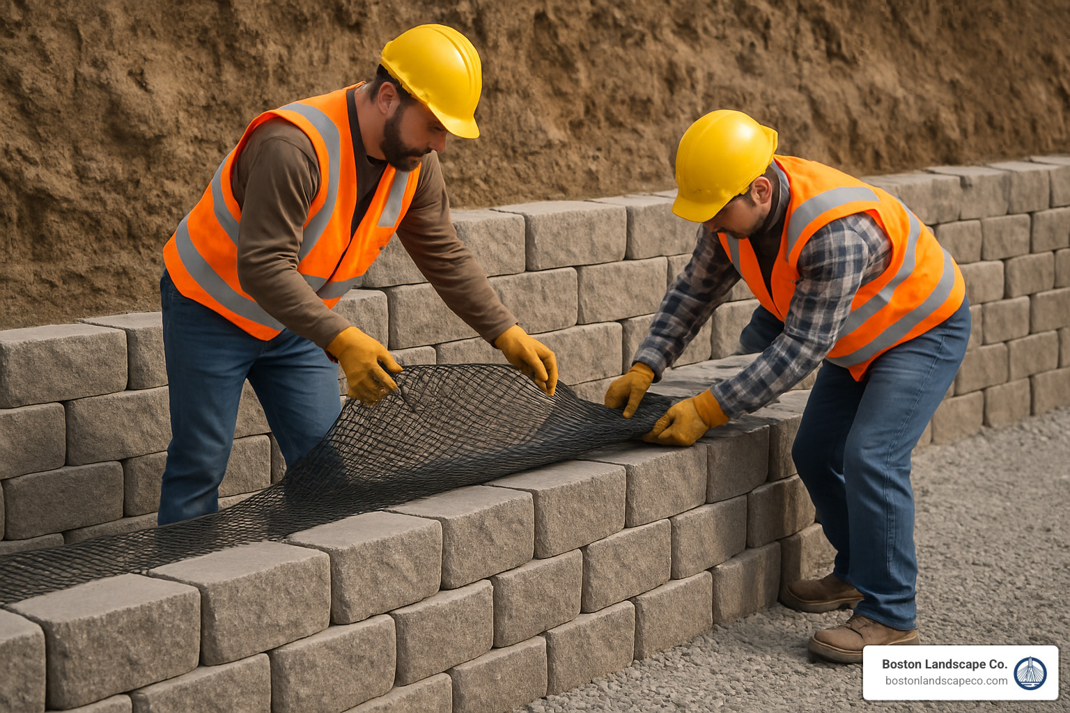 Geogrid installation by professional retaining wall specialists - Retaining wall specialists