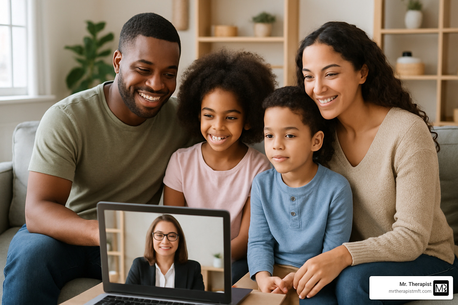 virtual therapy session with family members - Family therapist Orange County