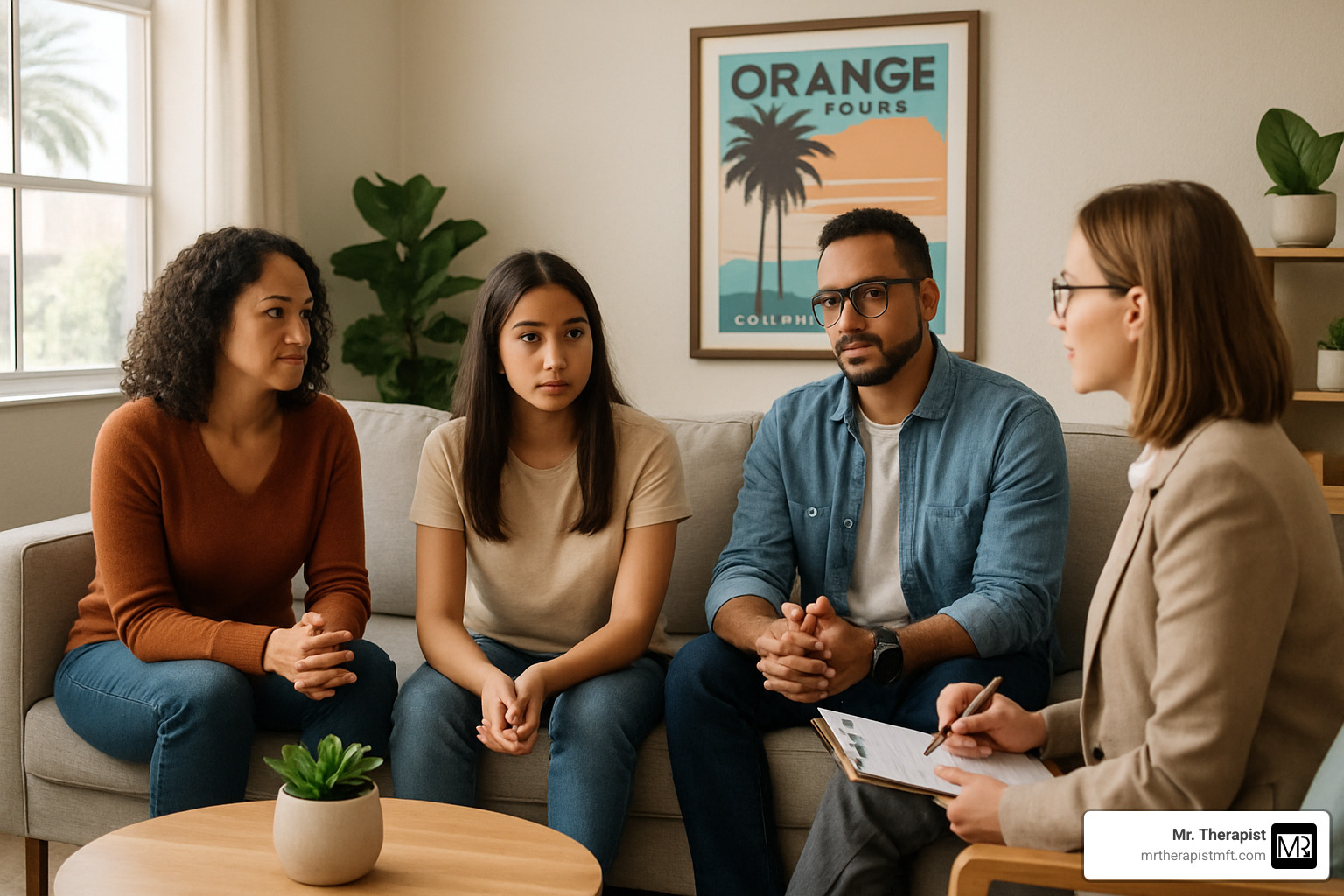 initial consultation setting with family and therapist - Family therapist Orange County