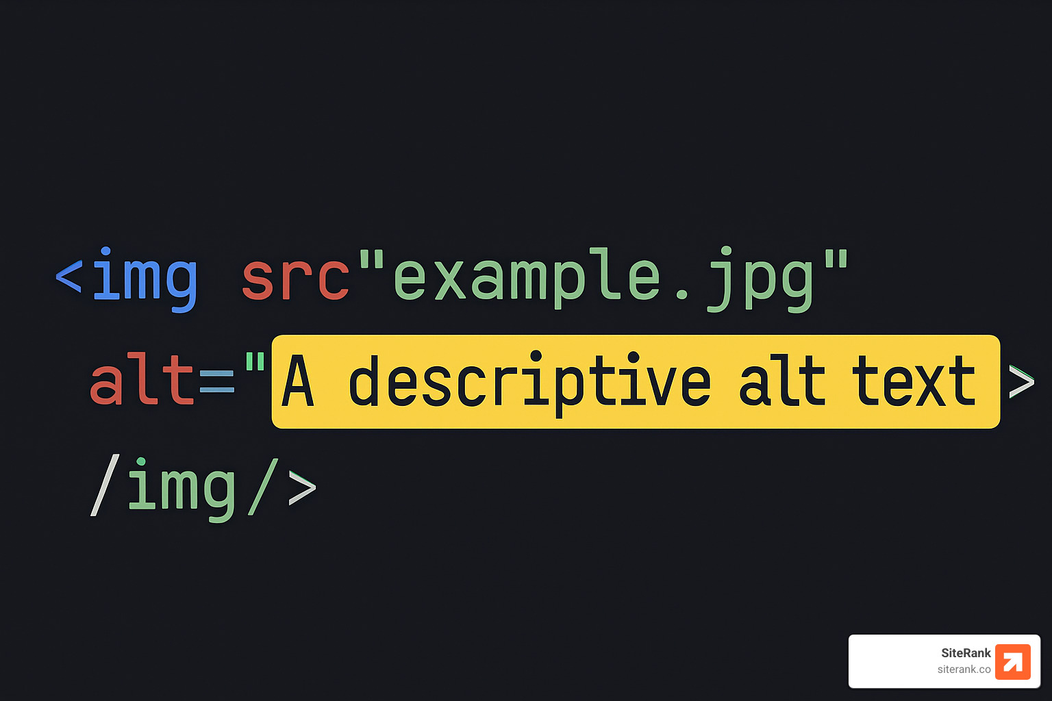 Example of properly optimized image with descriptive alt text highlighted in the HTML code - on page optimization strategy Example of properly optimized image with descriptive alt text highlighted in the HTML code - on page optimization strategy