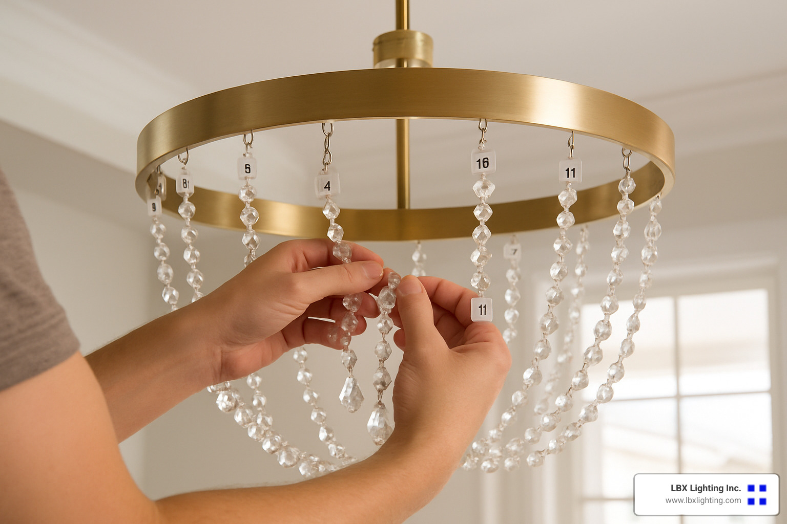 final crystal installation on chandelier - crystal chandelier installation guide