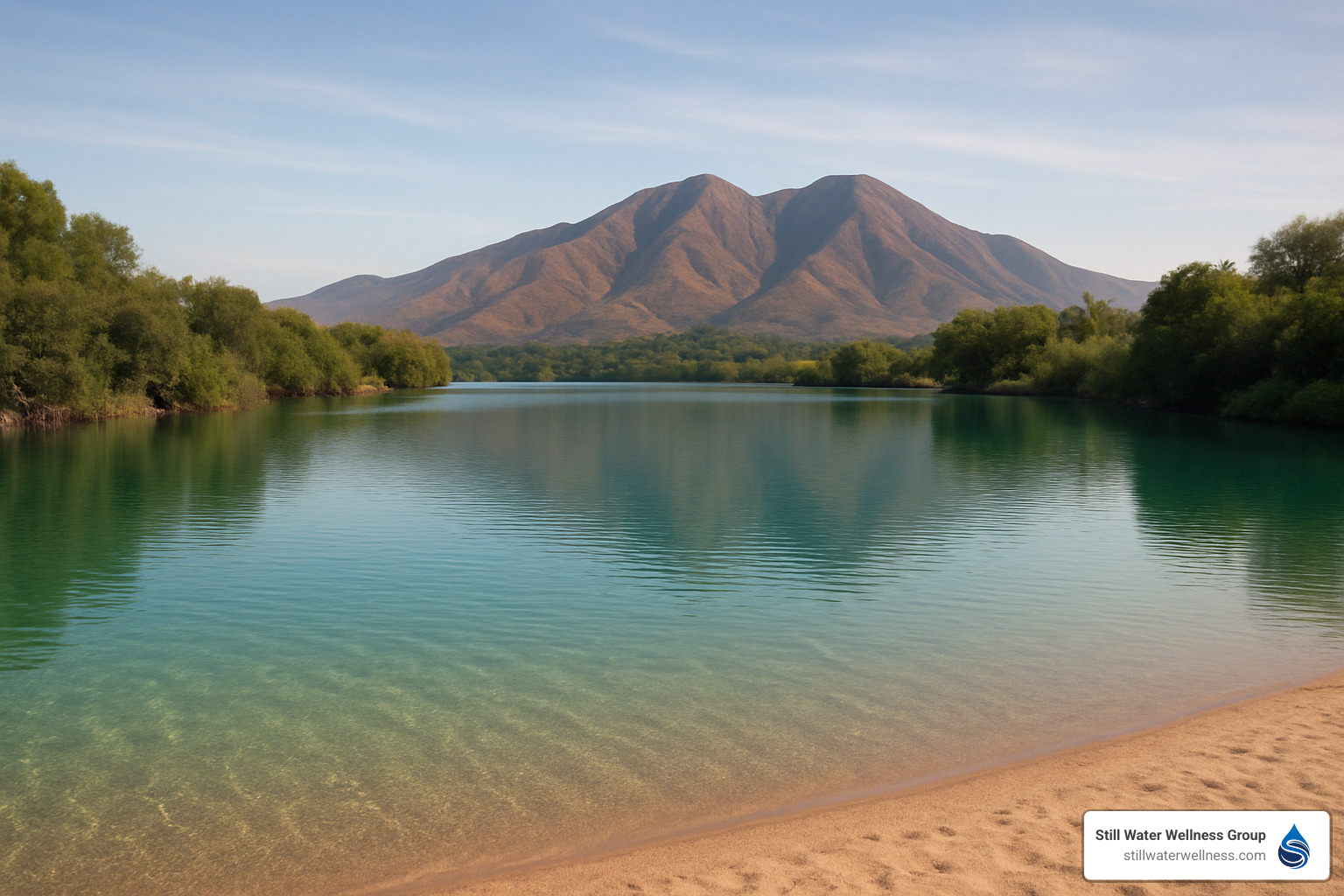 Serene lagoon near Saddleback Mountain with peaceful water and mountain backdrop - detox centers costa mesa