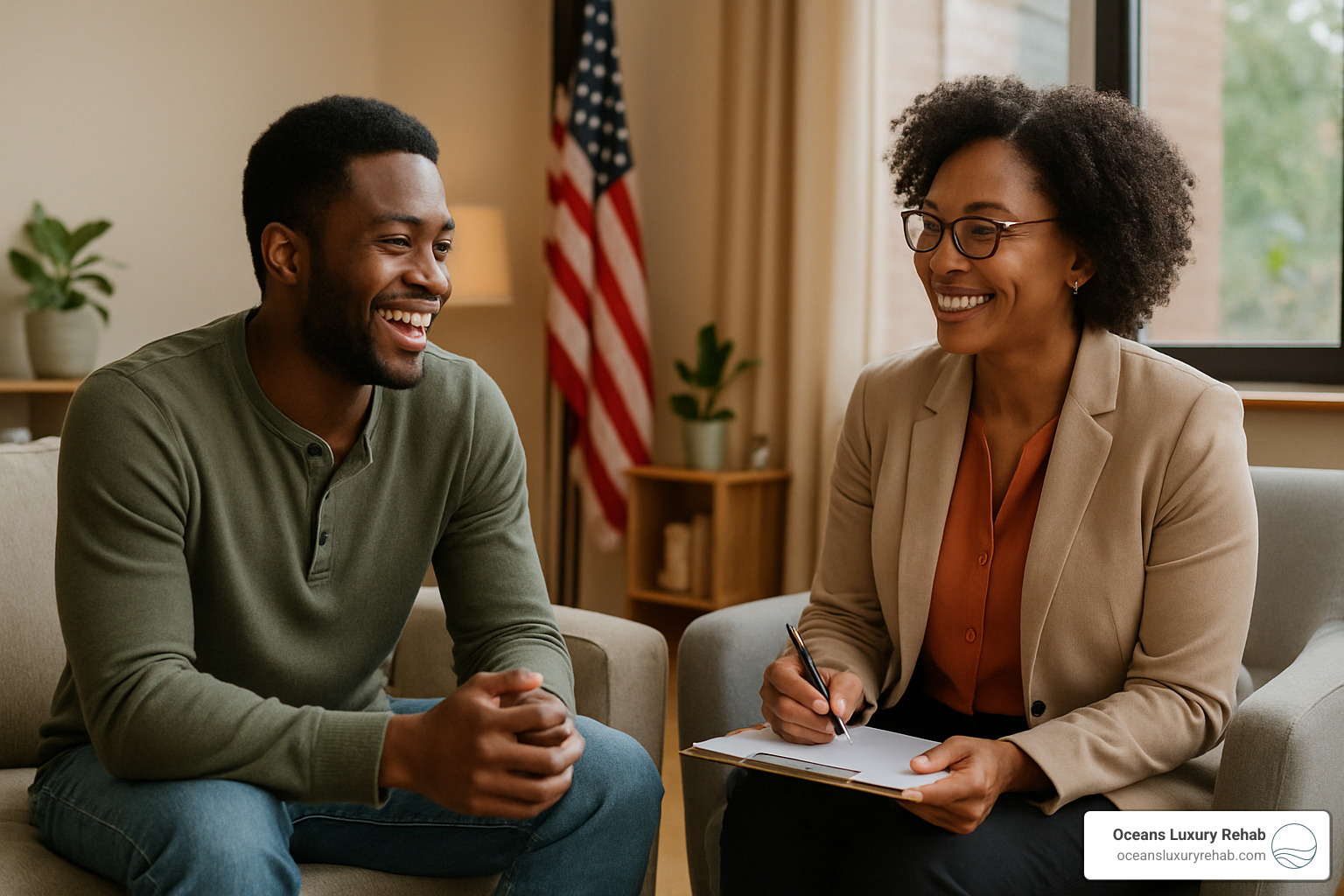 Person in aftercare meeting with counselor - how long is drug rehab Person in aftercare meeting with counselor - how long is drug rehab