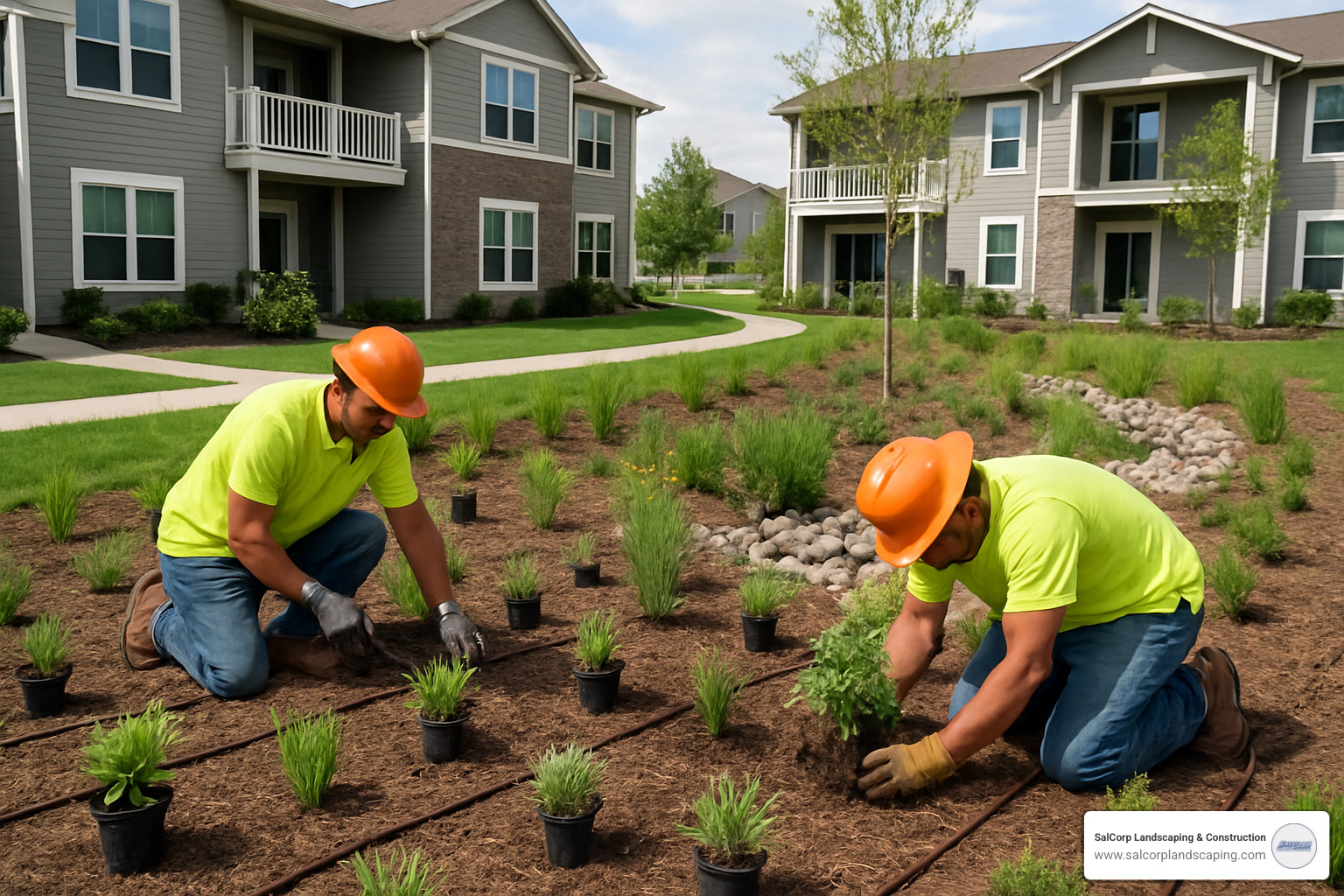 sustainable landscaping practices in action - apartment landscaping services