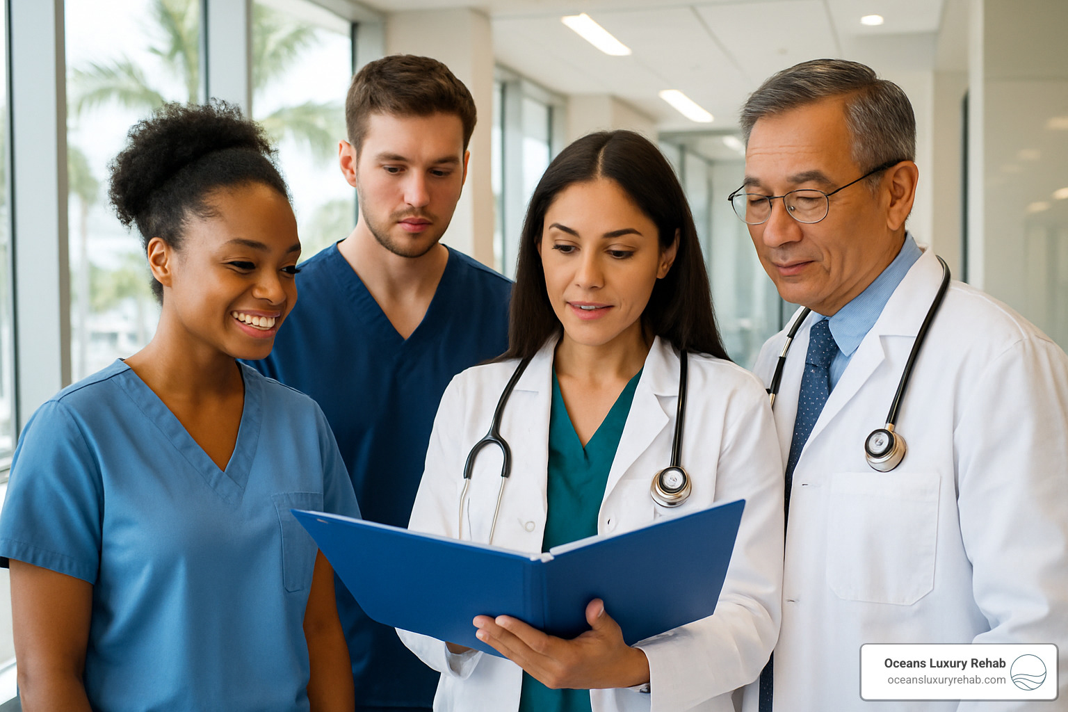 Medical staff reviewing patient chart - Detox facilities California