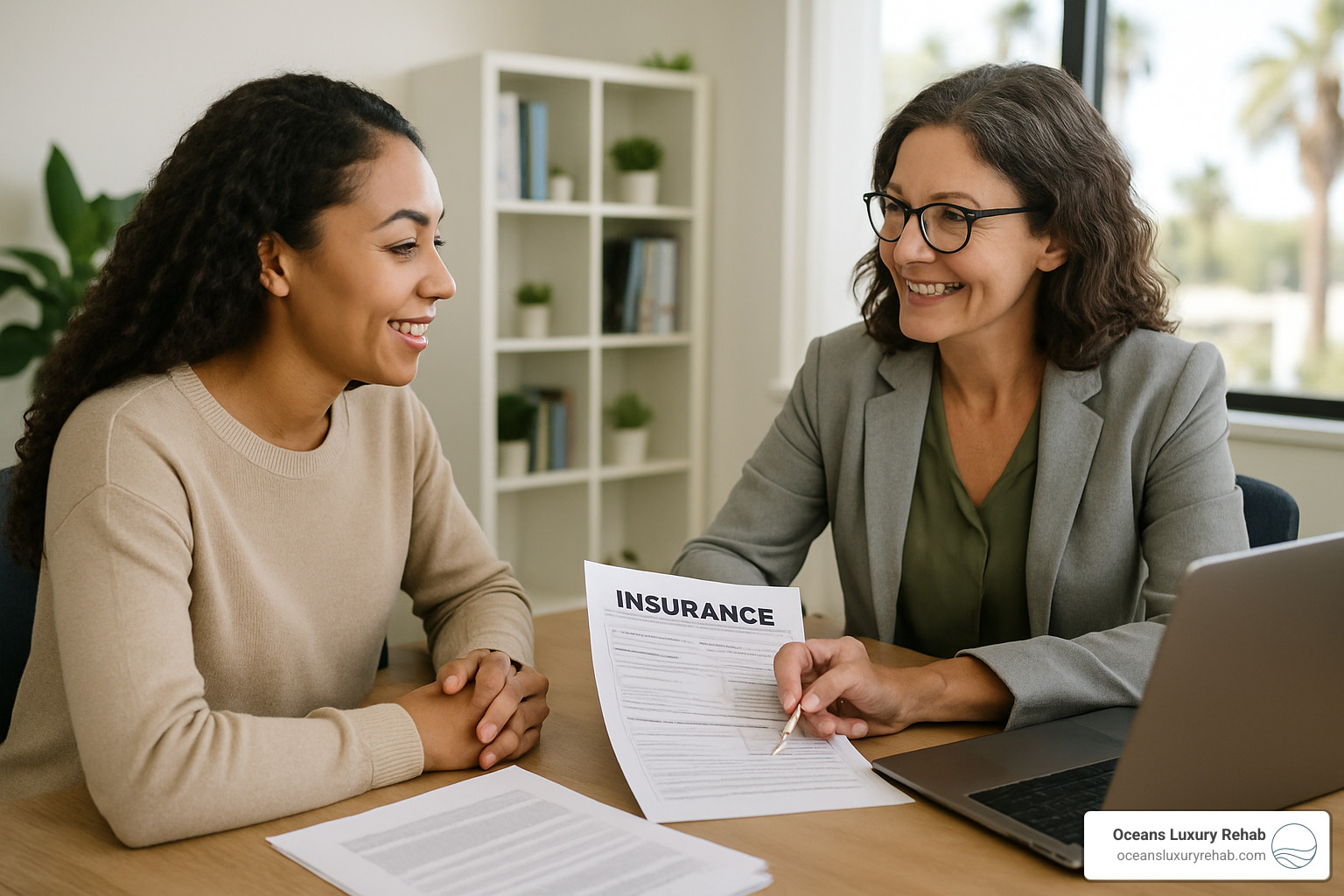 Patient discussing insurance with counselor - Detox facilities California
