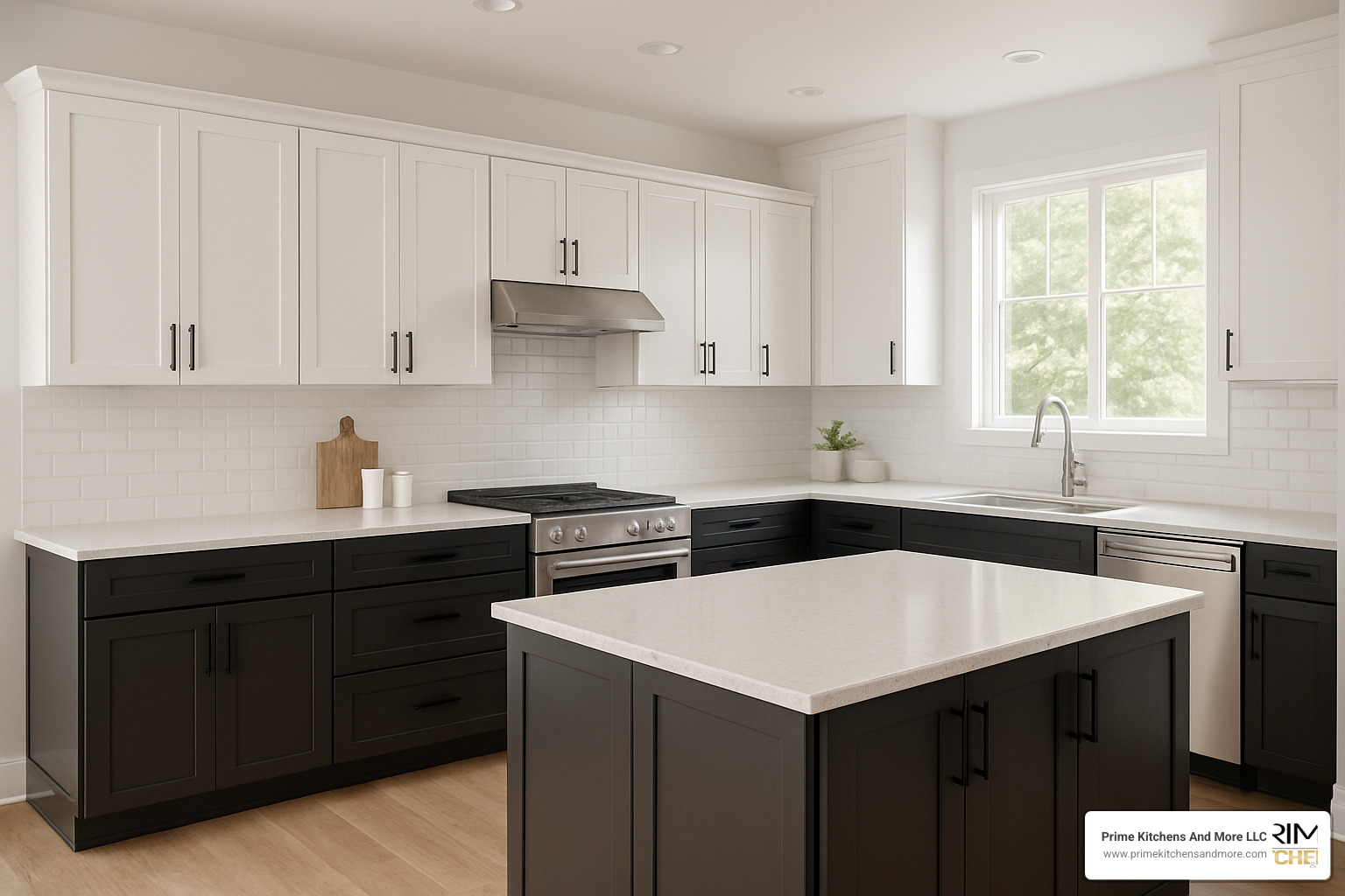 two-tone kitchen cabinets with dark lowers and white uppers - kitchen remodel ideas