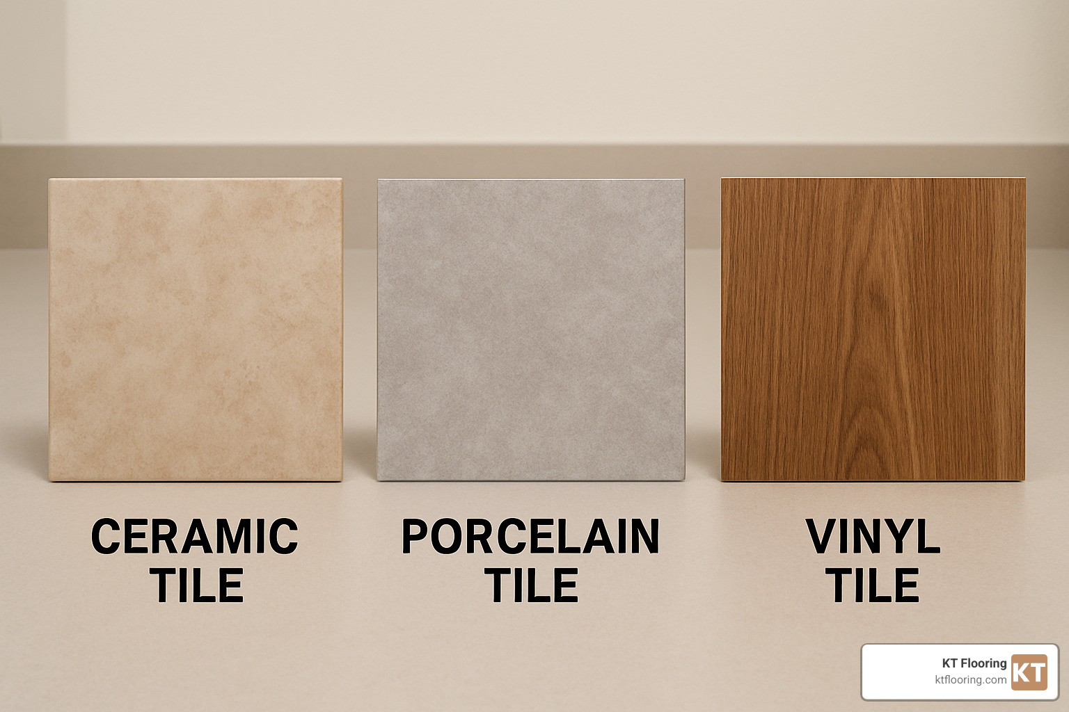 different types of affordable tile materials including ceramic, porcelain and vinyl - inexpensive tile flooring
