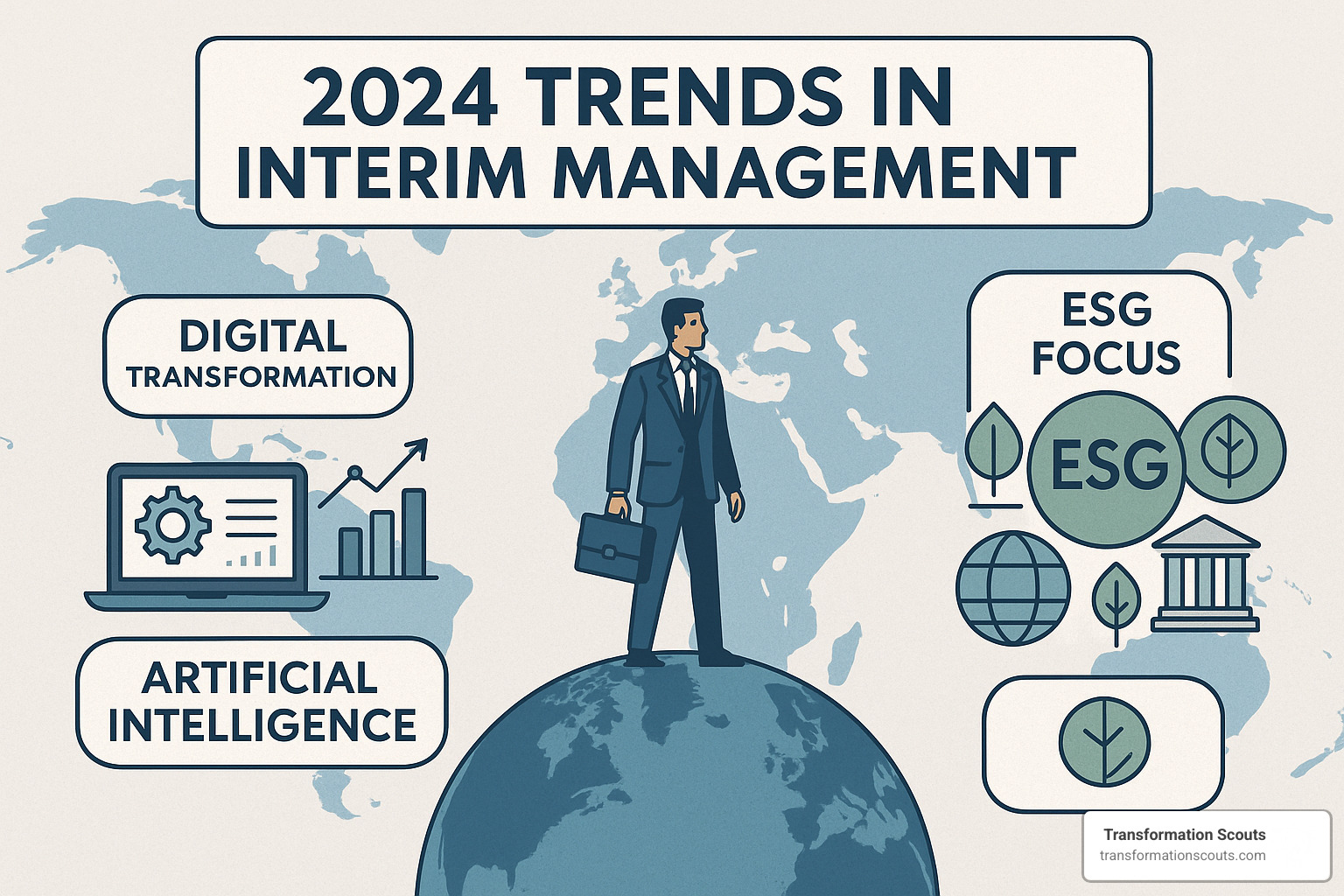 2024 trends in interim management showing digital, AI, and ESG focus - interim management solutions London