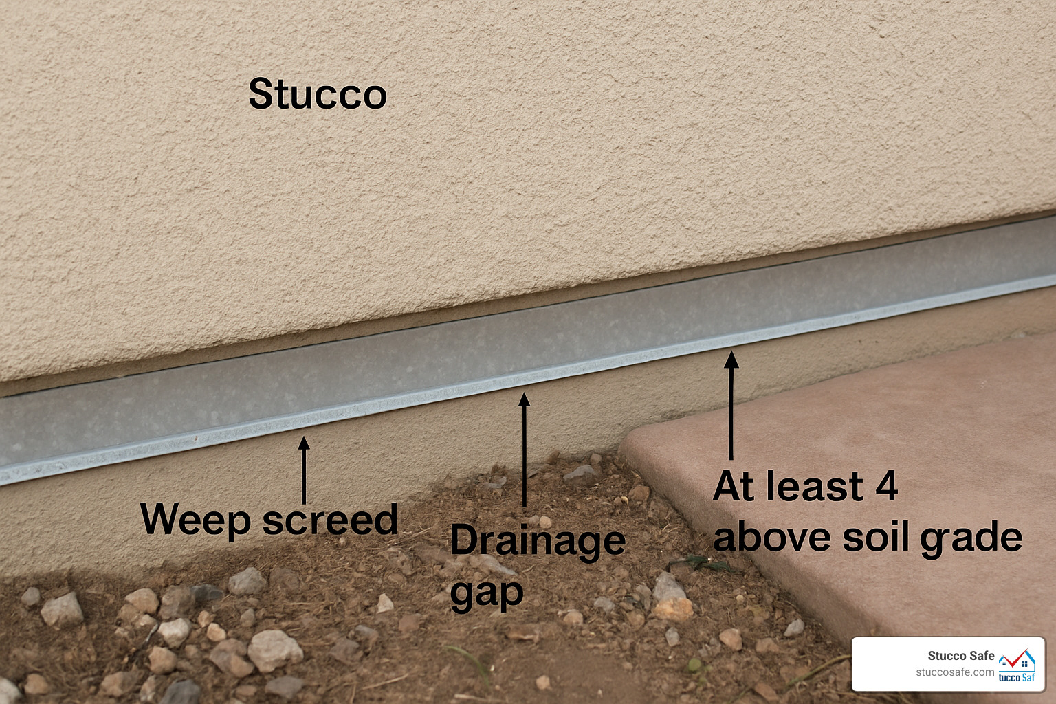 correct weep screed installation - bubbling stucco
