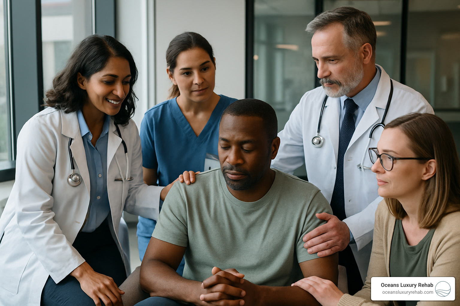 supportive medical team in treatment setting - fentanyl overdose