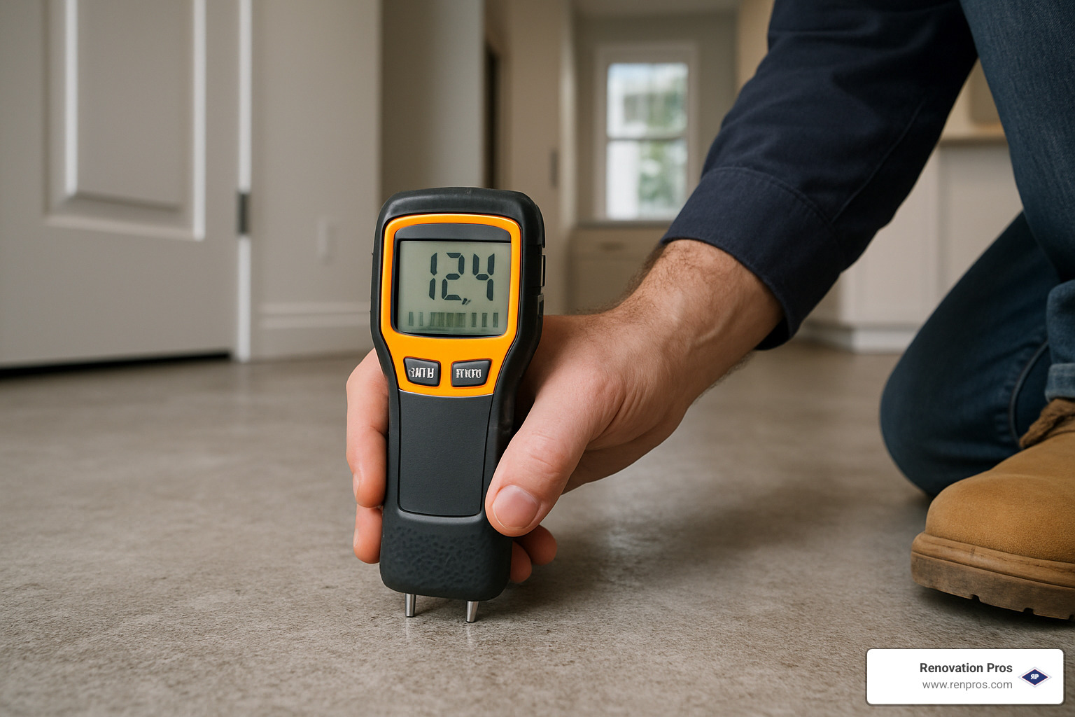 moisture meter testing on concrete slab - foundation water damage temecula