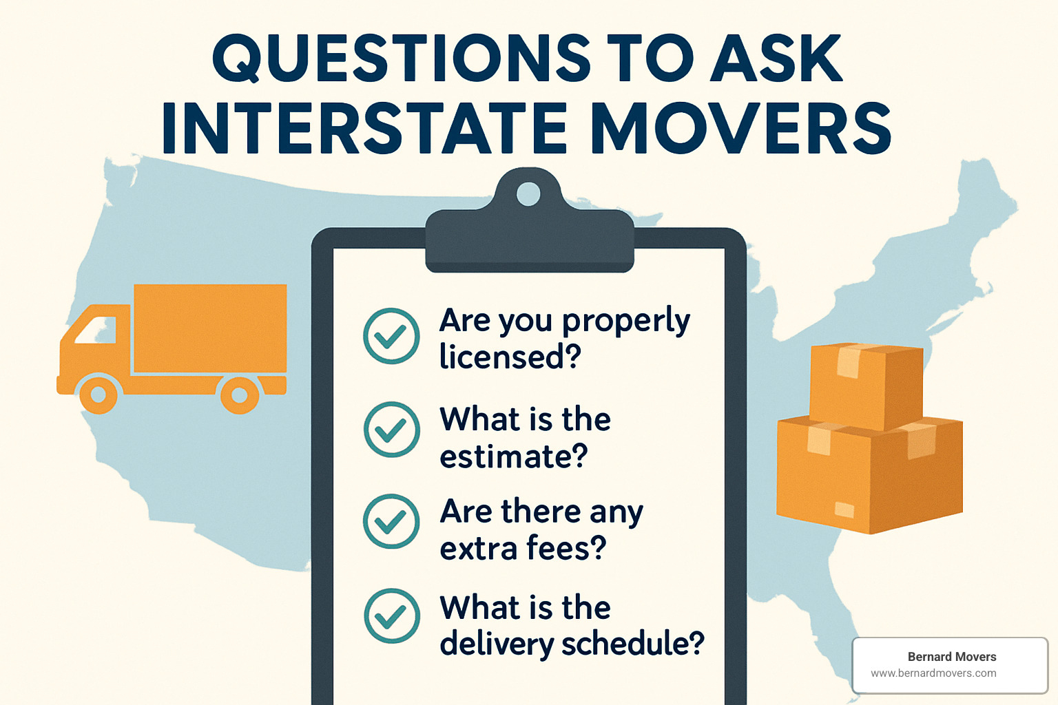 checklist of questions to ask interstate movers - professional movers state to state