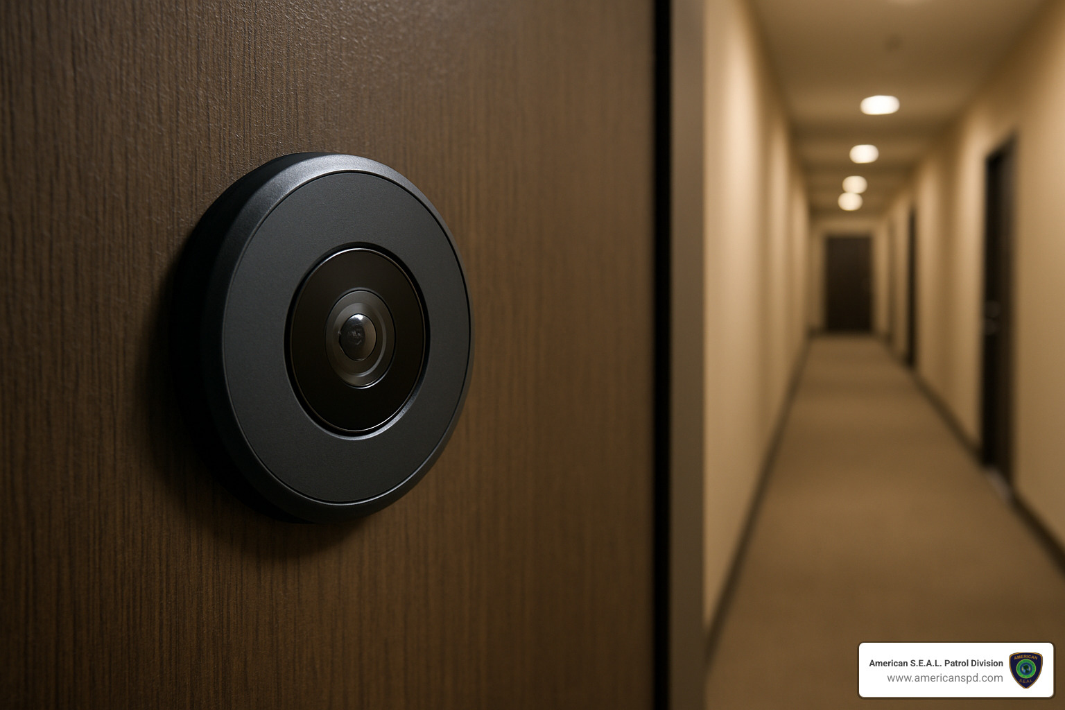 peephole camera installed on apartment door - apartment door camera wireless