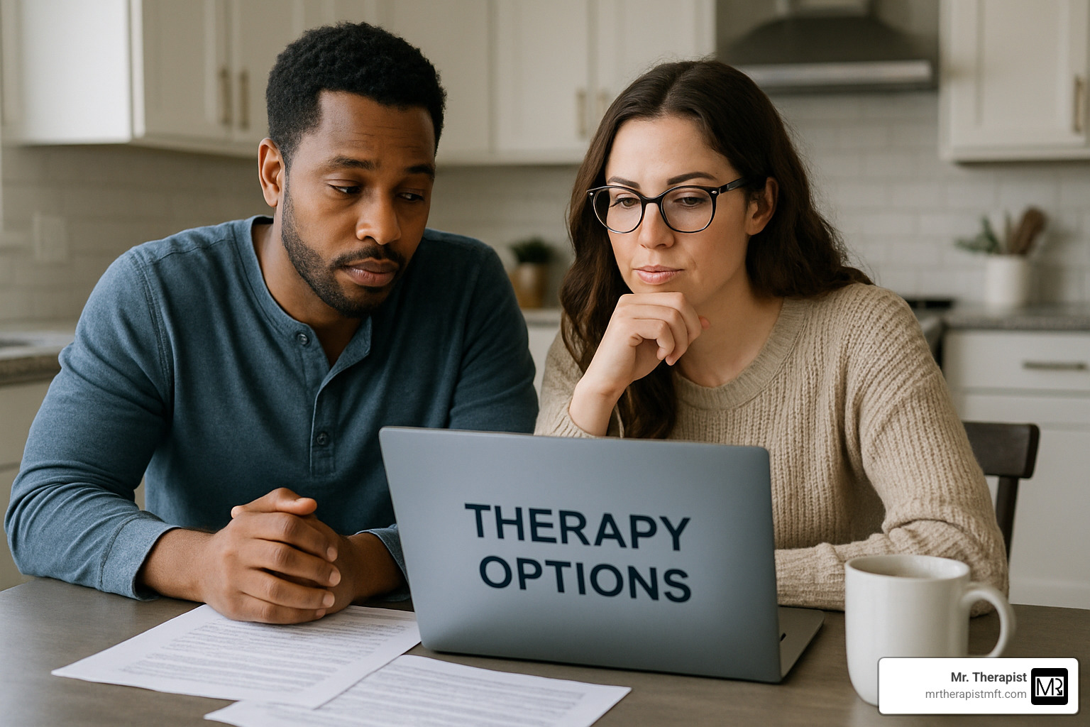 couple reviewing affordable therapy options - marriage counseling price